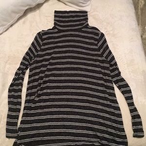 Merona Gray/White Striped Turtleneck